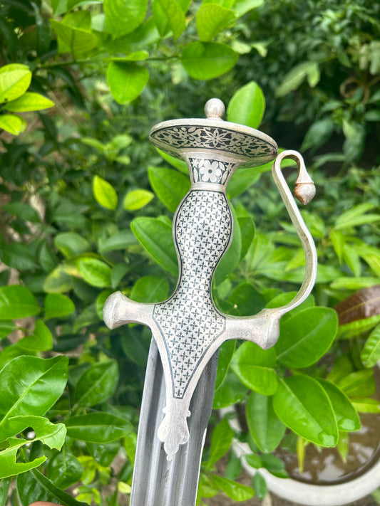 Silver Handle Sirohi with Blue Velvet Miyaan